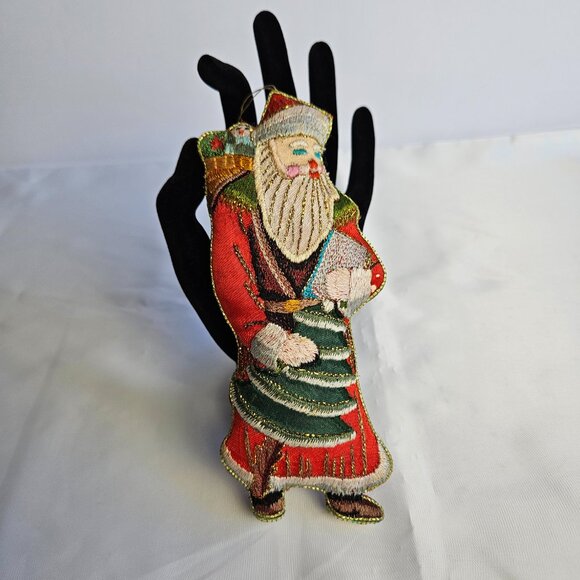 Embroidered Santa Ornament Vtg St. Nick Old World Father Christmas Decor - Picture 5 of 13